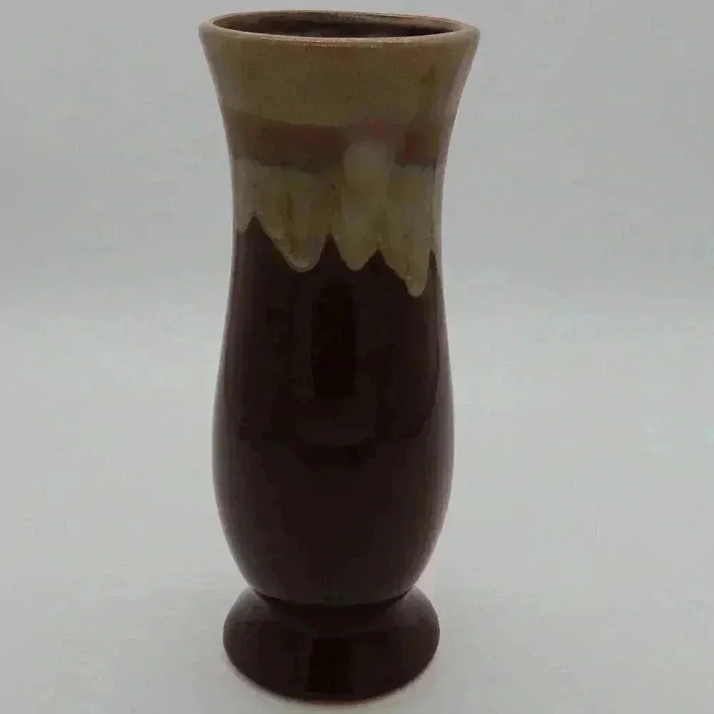 Vintage Stoneware Drip Glaze Pottery Vase 10”